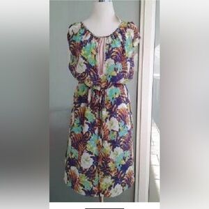 MEGAN PARK 100% Silk Print DRESS Sleeveless Floral  Size 0 NWT $485